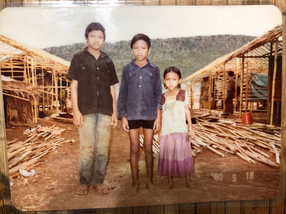 Three Cambodian children in a Thai refugee camp, for Building Connections blog post.